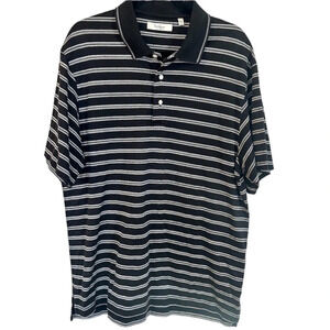 Turnbury Men's Black & White Stripe Short Sleeve Cotton Polo Size L GUC